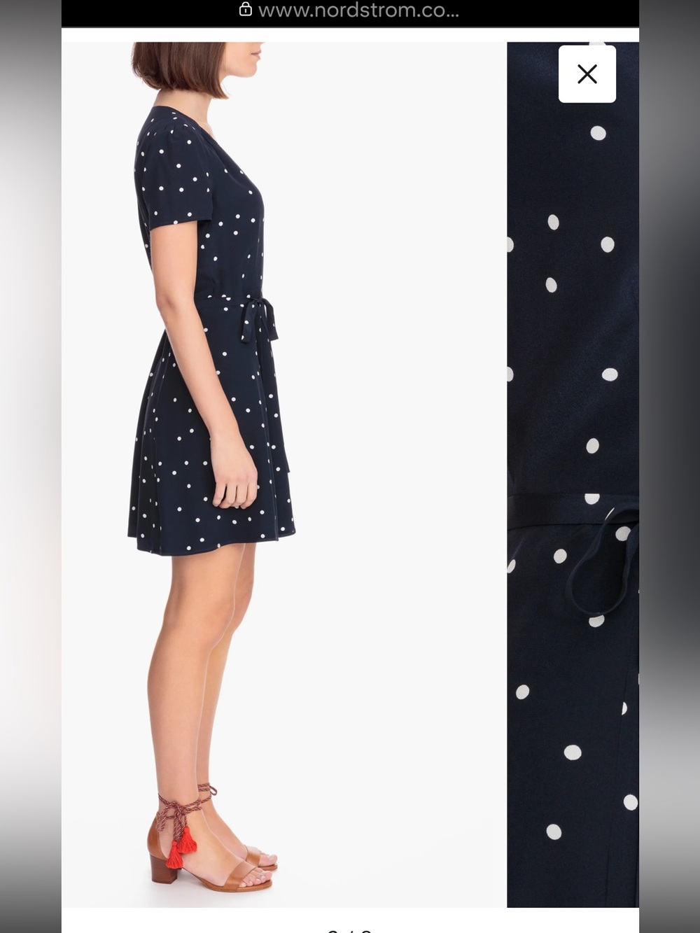Sézane Anastasia Navy Silk Polka Dot Wrap Dress - Picture 4 of 14